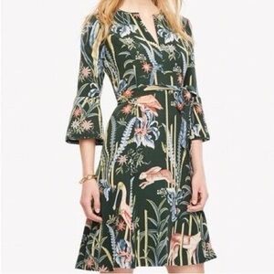 Ann Taylor Green Floral Dress